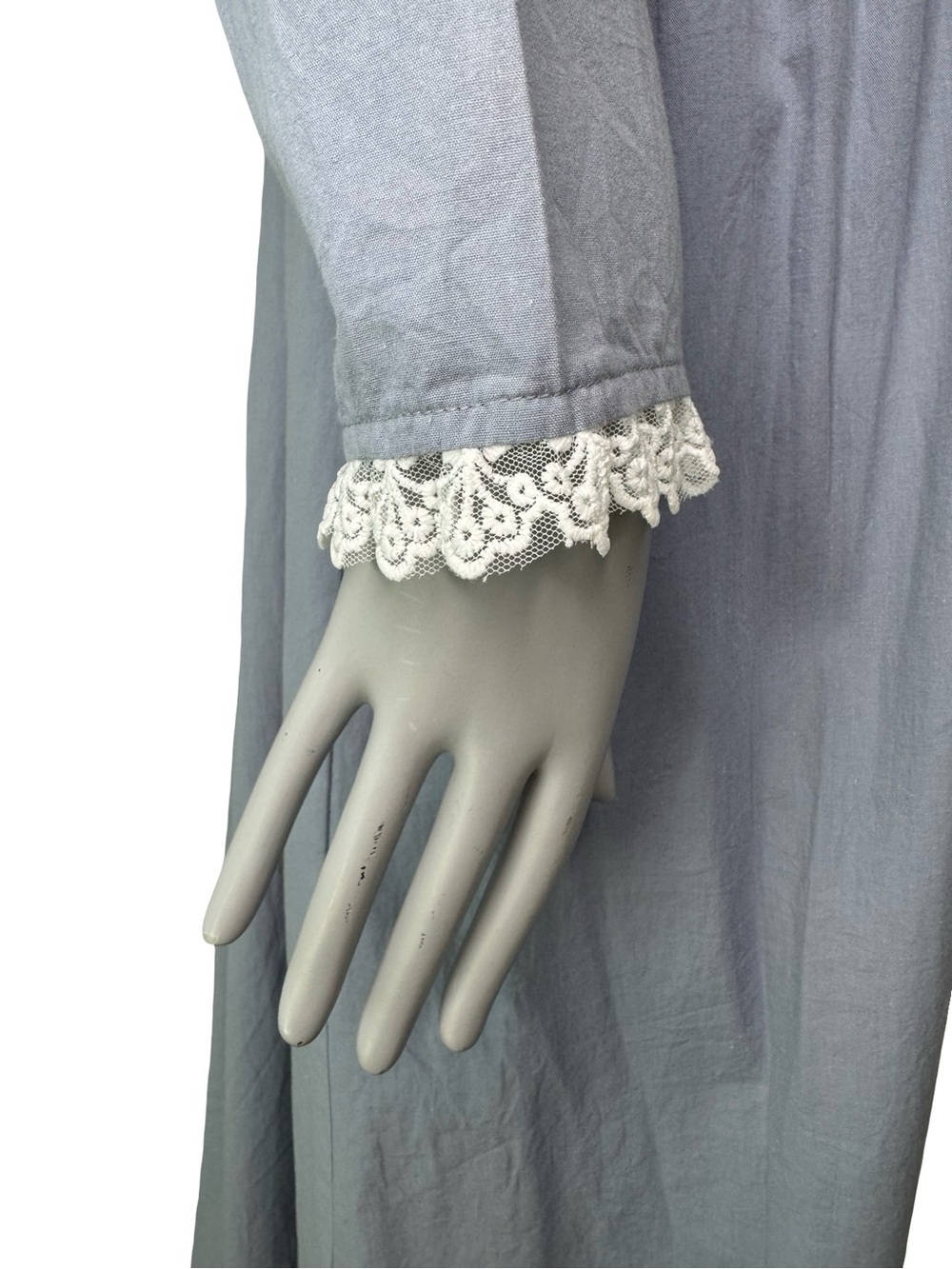 Scarlet Darkness Cottagecore Prairie Cameo Lace Collar Midi Dress Blue Cotton - Picture 6 of 16